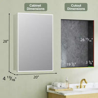 Armoire à pharmacie Elise avec miroir, armoire de salle de bain à montage en surface ou encastré, étagères réglables en verre trempé, réversible