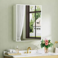 Armoire à pharmacie Elise avec miroir, armoire de salle de bain à montage en surface ou encastré, étagères réglables en verre trempé, réversible
