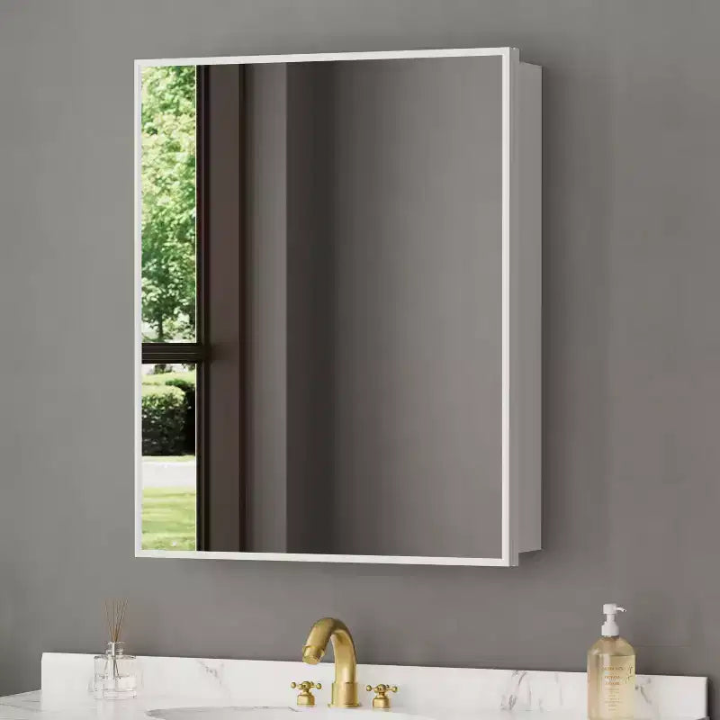 Armoire à pharmacie Elise avec miroir, armoire de salle de bain à montage en surface ou encastré, étagères réglables en verre trempé, réversible