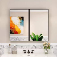 Armoire à pharmacie Elise avec miroir, armoire de salle de bain à montage en surface ou encastré, étagères réglables en verre trempé, réversible