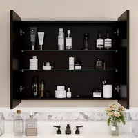 Armoire à pharmacie Elise avec miroir, armoire de salle de bain à montage en surface ou encastré, étagères réglables en verre trempé, réversible