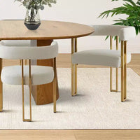 Ensemble de salle à manger ovale extensible 3-en-1 avec 6 chaises rembourrées en chenille et pieds en métal doré, Meuble de salle à manger polyvalent - Panipeachy
