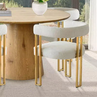 Ensemble table à manger ronde extensible en ovale avec 4 fauteuils en velours, design moderne à piédestal, jusqu'à 8 personnes - Panipeachy