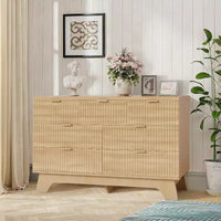 Commode à 7 tiroirs pour chambre à coucher, commode moderne du milieu du siècle, commode à tiroirs cannelée, meuble TV, organisateur de rangement pour salon, couloir, entrée