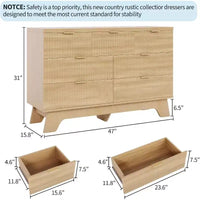 Commode à 7 tiroirs pour chambre à coucher, commode moderne du milieu du siècle, commode à tiroirs cannelée, meuble TV, organisateur de rangement pour salon, couloir, entrée