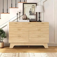 Commode à 7 tiroirs pour chambre à coucher, commode moderne du milieu du siècle, commode à tiroirs cannelée, meuble TV, organisateur de rangement pour salon, couloir, entrée