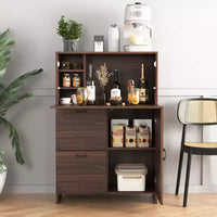 JVNOXK Meuble de bureau 31 pouces avec tiroirs de rangement et étagères, doté d'un plateau pliable, idéal pour les dortoirs et les petits espaces. Noyer