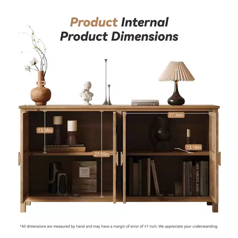 MAYEERTY meuble d'appoint en bois 60 avec 4 portes brun et blanc antique, garde-manger moderne pour salon chambre