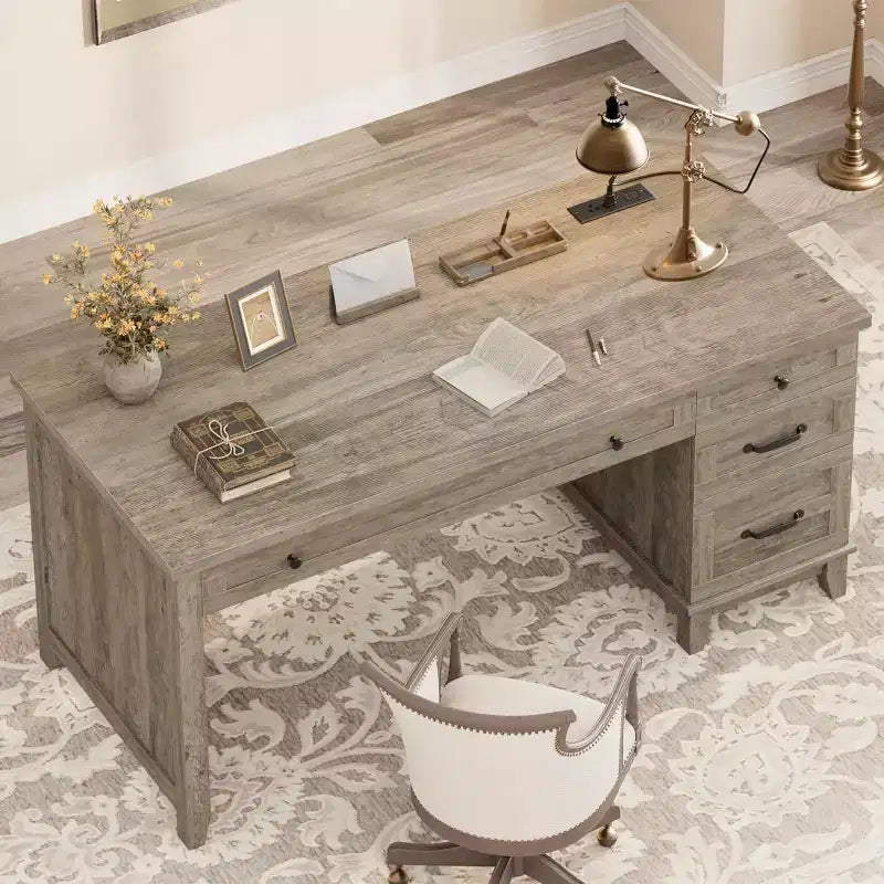 Bureau de bureau style farmhouse avec tiroir de classement, bureau d'ordinateur, pour le travail et l'étude