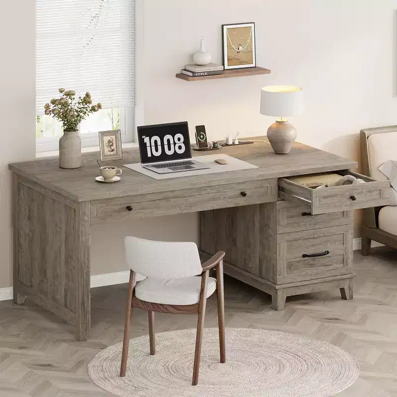 Bureau de bureau style farmhouse avec tiroir de classement, bureau d'ordinateur, pour le travail et l'étude