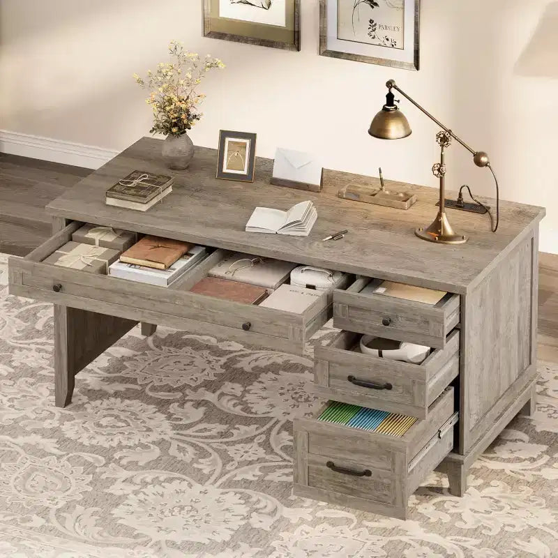 Bureau de bureau style farmhouse avec tiroir de classement, bureau d'ordinateur, pour le travail et l'étude