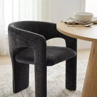 Ensemble table à manger ronde avec 2 fauteuils en chenille, table moderne à piédestal et chaises rembourrées à dossier complet et accoudoirs - Panipeachy