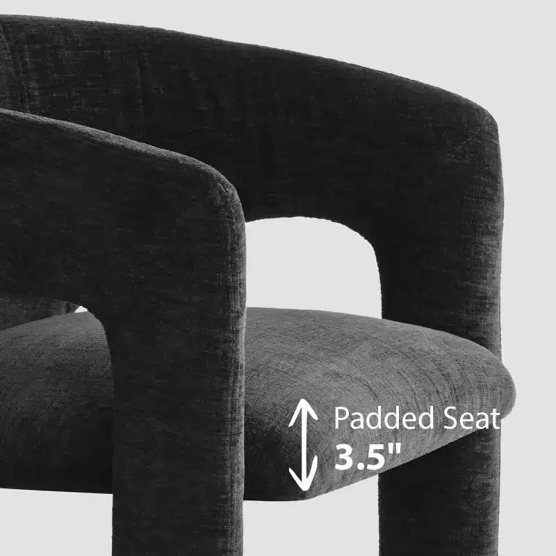 Ensemble table à manger ronde avec 2 fauteuils en chenille, table moderne à piédestal et chaises rembourrées à dossier complet et accoudoirs - Panipeachy