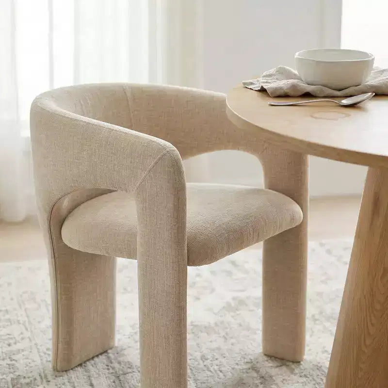 Ensemble table à manger ronde avec 2 fauteuils en chenille, table moderne à piédestal et chaises rembourrées à dossier complet et accoudoirs - Panipeachy