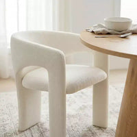 Ensemble table à manger ronde avec 2 fauteuils en chenille, table moderne à piédestal et chaises rembourrées à dossier complet et accoudoirs - Panipeachy