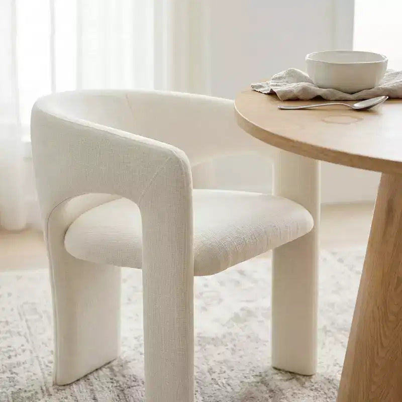 Ensemble table à manger ronde avec 2 fauteuils en chenille, table moderne à piédestal et chaises rembourrées à dossier complet et accoudoirs - Panipeachy