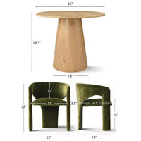 Ensemble table à manger ronde avec 2 fauteuils en chenille, table moderne à piédestal et chaises rembourrées à dossier complet et accoudoirs - Panipeachy