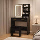 Vanity Desk with LED Lighted Mirror & Power Outlet with 3 Color Modes & Adjustable Brightness,2 Drawers & 4 Storage Shelves,for Makeup Vanity,Bedroom