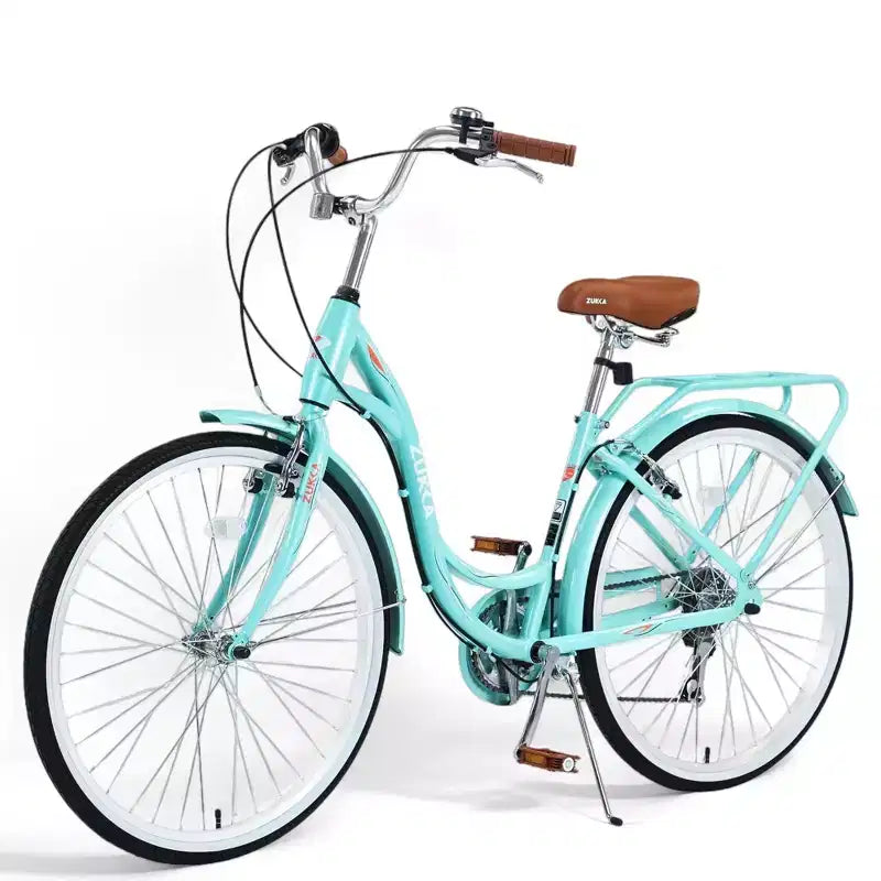 NAYSAYE Vélo Cruiser 24 Pouces 7 Vitesses pour Femmes Vélo Cruiser Complet avec Double Frein en V Selle Réglable Cadre en Acier pour Femmes Hommes Trajets Quotidiens Loisirs