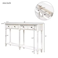 Console rustique de 147 cm avec deux tiroirs et une étagère, table d'appoint de canapé vintage pour salon ou entrée
