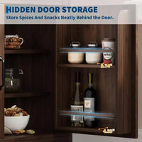 Armoire de cuisine haute de 72 po style ferme avec portes en verre cintrées et étagères réglables