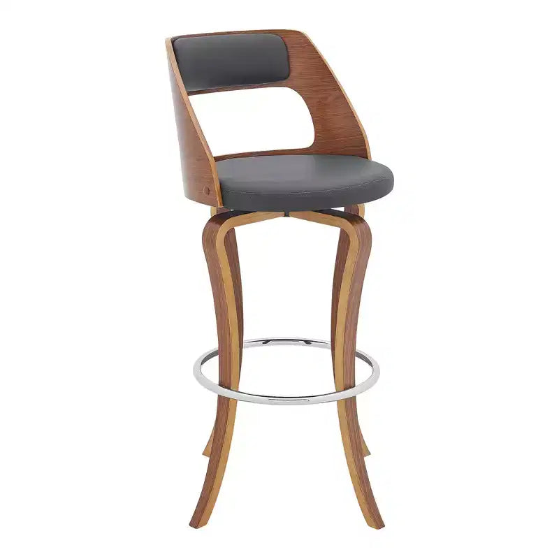 Chaise de bar pivotante HomeRoots 29 en similicuir gris et marron