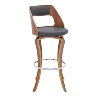 Chaise de bar pivotante HomeRoots 29 en similicuir gris et marron