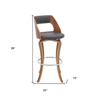 Chaise de bar pivotante HomeRoots 29 en similicuir gris et marron
