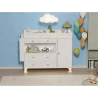 JVNOXK coiffeuse large 54 pouces, table à langer moderne au plateau large, trois tiroirs, commode avec 12 tiroirs et étagères de rangement, blanc