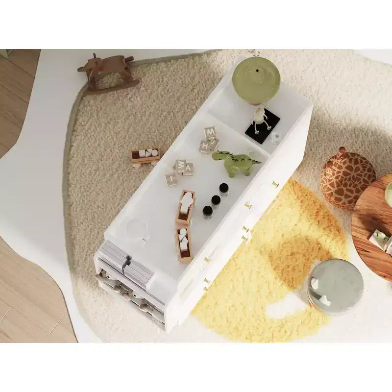 JVNOXK coiffeuse large 54 pouces, table à langer moderne au plateau large, trois tiroirs, commode avec 12 tiroirs et étagères de rangement, blanc