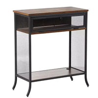 VECELO table console industrielle avec tiroir et étagères ouvertes, table d'entrée rustique en bois et maille métallique, table d'appoint de rangement pour salon ou couloir