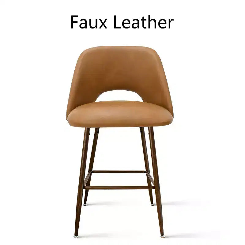 Lot de 2 tabourets de bar hauteur comptoir en similicuir de style mid-century, 26 chaises d'îlot de cuisine avec pieds métalliques finition noyer - Panipeachy
