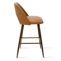 Lot de 2 tabourets de bar hauteur comptoir en similicuir de style mid-century, 26 chaises d'îlot de cuisine avec pieds métalliques finition noyer - Panipeachy