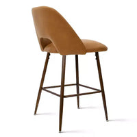 Lot de 2 tabourets de bar hauteur comptoir en similicuir de style mid-century, 26 chaises d'îlot de cuisine avec pieds métalliques finition noyer - Panipeachy