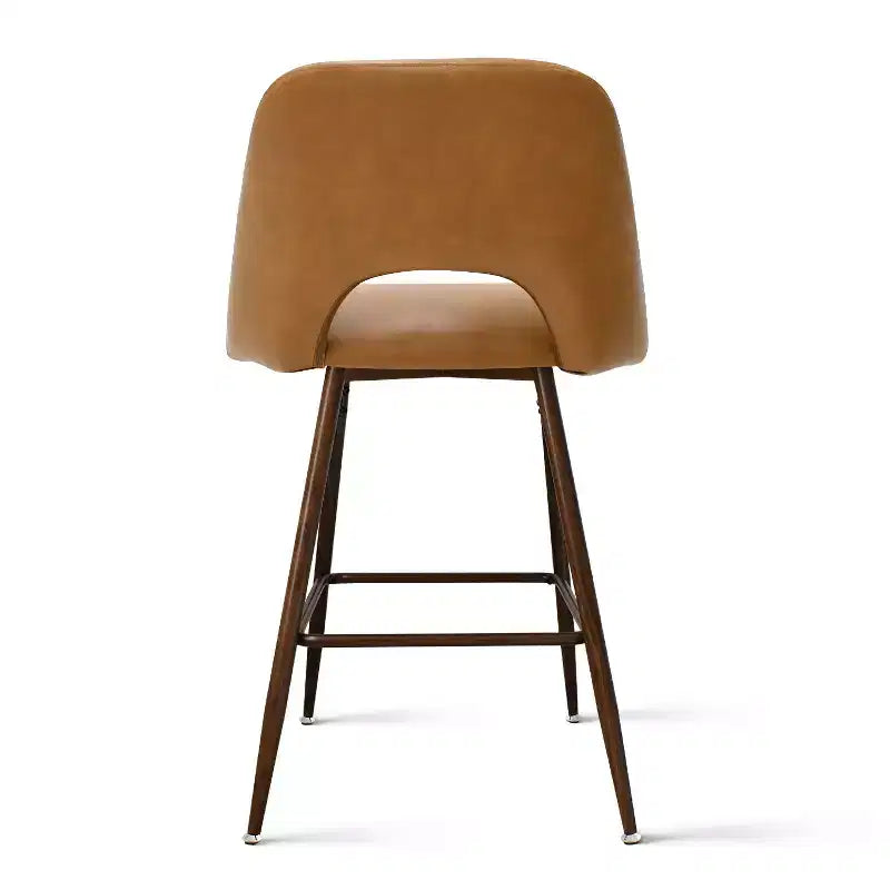 Lot de 2 tabourets de bar hauteur comptoir en similicuir de style mid-century, 26 chaises d'îlot de cuisine avec pieds métalliques finition noyer - Panipeachy