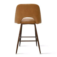 Lot de 2 tabourets de bar hauteur comptoir en similicuir de style mid-century, 26 chaises d'îlot de cuisine avec pieds métalliques finition noyer - Panipeachy