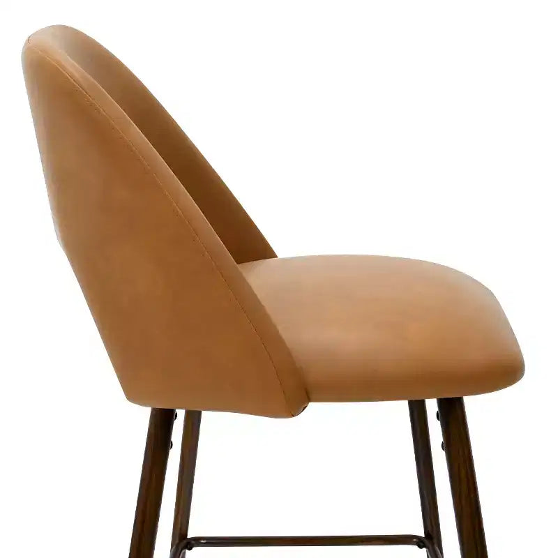 Lot de 2 tabourets de bar hauteur comptoir en similicuir de style mid-century, 26 chaises d'îlot de cuisine avec pieds métalliques finition noyer - Panipeachy