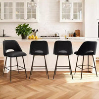 Lot de 2 tabourets de bar hauteur comptoir en similicuir de style mid-century, 26 chaises d'îlot de cuisine avec pieds métalliques finition noyer - Panipeachy