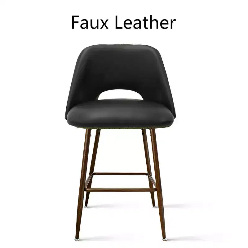 Lot de 2 tabourets de bar hauteur comptoir en similicuir de style mid-century, 26 chaises d'îlot de cuisine avec pieds métalliques finition noyer - Panipeachy