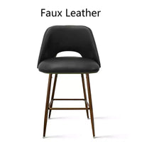 Lot de 2 tabourets de bar hauteur comptoir en similicuir de style mid-century, 26 chaises d'îlot de cuisine avec pieds métalliques finition noyer - Panipeachy