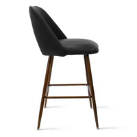 Lot de 2 tabourets de bar hauteur comptoir en similicuir de style mid-century, 26 chaises d'îlot de cuisine avec pieds métalliques finition noyer - Panipeachy