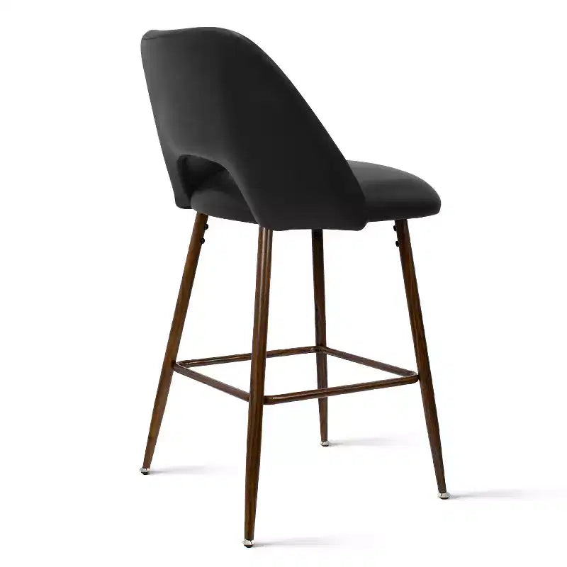 Lot de 2 tabourets de bar hauteur comptoir en similicuir de style mid-century, 26 chaises d'îlot de cuisine avec pieds métalliques finition noyer - Panipeachy