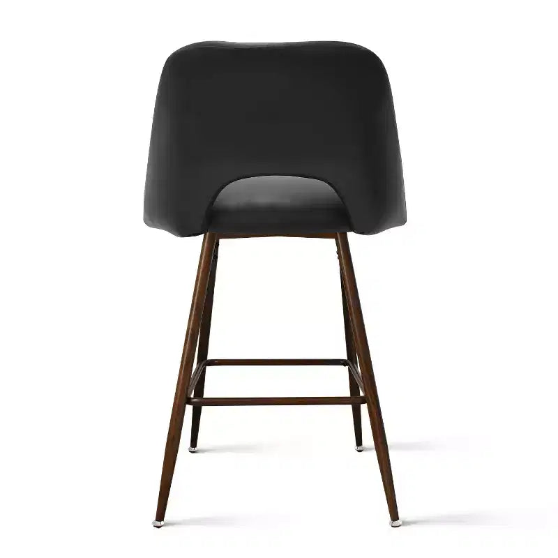 Lot de 2 tabourets de bar hauteur comptoir en similicuir de style mid-century, 26 chaises d'îlot de cuisine avec pieds métalliques finition noyer - Panipeachy