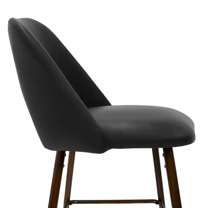 Lot de 2 tabourets de bar hauteur comptoir en similicuir de style mid-century, 26 chaises d'îlot de cuisine avec pieds métalliques finition noyer - Panipeachy