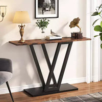 Lantine Console de 43 pouces, table d'entrée industrielle, table console étroite pour salon, brun rustique, montage facile