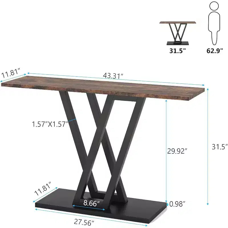 Lantine Console de 43 pouces, table d'entrée industrielle, table console étroite pour salon, brun rustique, montage facile