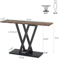Lantine Console de 43 pouces, table d'entrée industrielle, table console étroite pour salon, brun rustique, montage facile