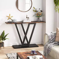 Lantine Console de 43 pouces, table d'entrée industrielle, table console étroite pour salon, brun rustique, montage facile