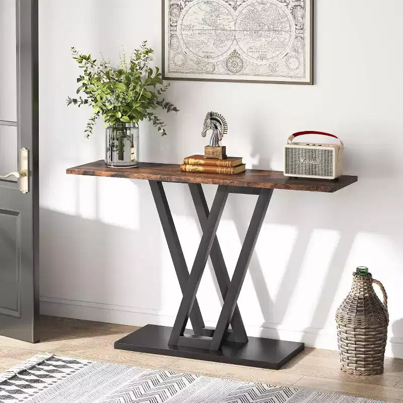 Lantine Console de 43 pouces, table d'entrée industrielle, table console étroite pour salon, brun rustique, montage facile