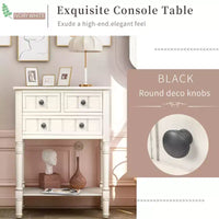 Console étroite de 60 cm avec 3 tiroirs et étagère, table d'appoint pour petite entrée ou salon